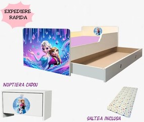 Pat Frozen tineret cu saltea si sertar