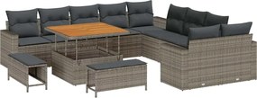 vidaXL Set de canapele pentru grădină 13 pcs Gri poliratan