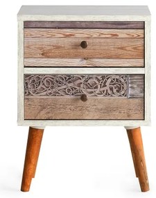 Noptieră MALMO 55x40 cm albă/maro