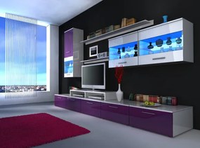Mobilier living Beverley I (alb + violet) (cu iluminat). 611009