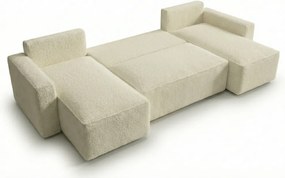 Canapea extensibila in forma de U SMART BOUCLE, verde inchis, 303x143 cm