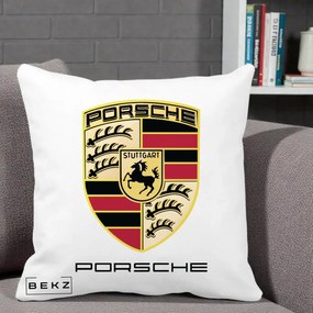 Perna Personalizata Porsche Stuttgart, 40x40 cm, Alba Mata, Husa Detasabila, Perna Inclusa, BEKZ®