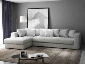 Colțar extensibil dumonde cu ladă de depozitare si sezut confortabil din spuma high-density, Gloria Zoom Cream 320x183 cm