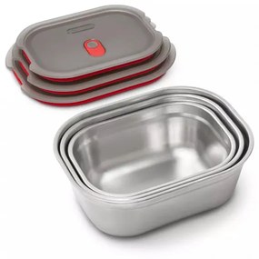 Cutie alimentara Black+Blum Meal Prep FBSS-BX-S017, 600 ml, Dreptunghiular, Potrivita pentru cuptor, Fara BPA, Otel inoxidabil, Gri/Negru