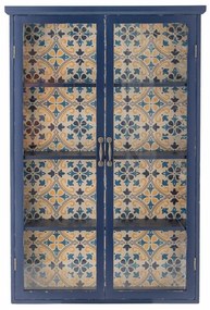 Vitrina, albastra, din lemn cu aspect vintage, Hazem