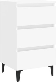 vidaXL Noptieră cu picioare metalice, alb, 40x35x69cm