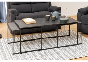 Măsuțe de cafea negru-mat 3 buc. cu blat cu aspect de marmură 60x120 cm Infinity – Actona