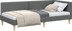 vidaXL Cadru de pat colțar cu headboard Gri închis 90 cm x 200 cm