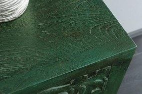 Comoda PEACOCK 175cm lemn de mango verde sculptat 3D cu design paun