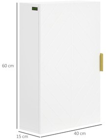 kleankin Dulap pentru Baie Suspendat cu Rafturi Ajustabile, 40x15x60 cm, Alb | Aosom Romania