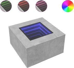 vidaXL Măsuță de cafea cu LED, gri beton, 60x60x40 cm, lemn prelucrat