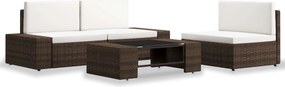vidaXL Set mobilier de grădină, 4 piese, maro, poliratan