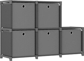 vidaXL Raft 5 cuburi cu cutii, gri, 103x30x72,5 cm, material textil