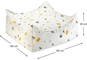 Fotoliu puf pentru copii alb cu tapițerie din țesătură bouclé/cu tapițerie din chenille Terrazzo Square – Wigiwama