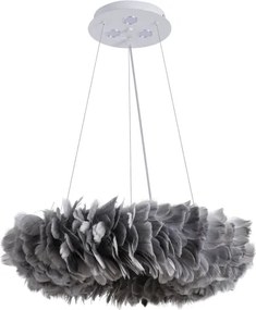 Brilagi - Candelabru LED suspendat pe cablu FEATHER 3xE27/40W/230V + 3xLED/3W Ø 50 cm, gri
