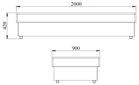 Pat NOE 90x200 cm cu saltea cu arcuri și spațiu de depozitare, gri/negru