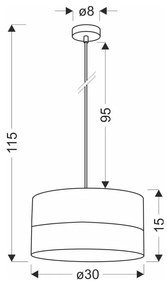 Lustră neagră cu abajur textil ø 30 cm Porto – Candellux Lighting