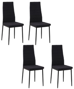 HOMCOM Set 4 scaune captusite pentru sufragerie, mobilier modern, scaun negru, scaun pentru bucatarie | AOSOM RO