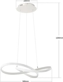 Brilagi - LED dimabil lustră suspendată pe cablu INFINITY LED/55W/230V 50x50 cm albă + telecomandă