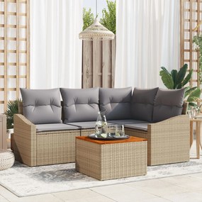 vidaXL Set de canapele pentru grădină cu pernă 5 pcs Bej Rattan poli