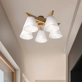 Lustră aplicată Brilagi ANTHONY 5xE14/40W/230V stejar/alb