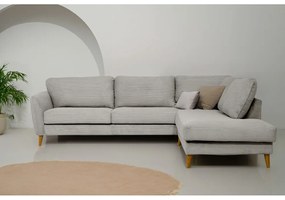 Colțar gri deschis cu tapițerie din catifea reiată (cu colț pe partea dreaptă) Paris – Scandic