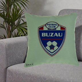 Perna Personalizata FC Buzau Fotbal, 40x40 cm, Verde, Husa Detasabila, Perna Inclusa, BEKZ®