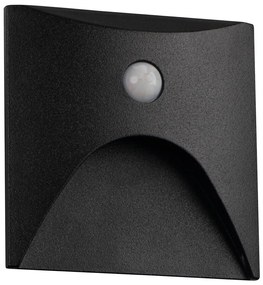 Kanlux 39130 - Aplică LED pentru trepte EXIN cu senzor, 2,5 W, 230 V, 3000 K, IP65, negru, pătrat