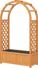 Outsunny Jardiniere înălțată ghiveci de plantare cu grilaj, acoperiș arcuit spalier ghiveci din lemn 83 x 36 x 145cm Maro deschis | Aosom Romania