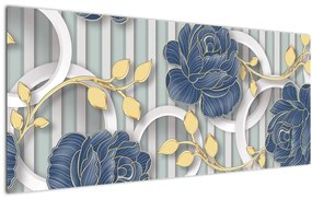 Tablou - Tradafiri și cercuri (120x50 cm)