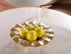 Masa rotunda Azalia Ceramic marmura alba/auriu ø90/h75 cm