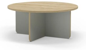 Măsuță de cafea verde-deschis/în culoare naturală rotundă cu blat cu aspect de lemn de stejar ø 80 cm Hillary – Marckeric