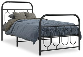 377126 vidaXL Cadru pat metalic cu tăblii de cap/picioare, negru, 80x200 cm