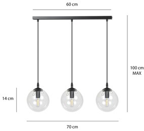 Suspensie Cosmo 3 Bl Transparent 711/3 Emibig Lighting, Modern, E14, Polonia