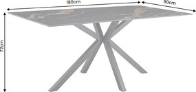 Masa dining cu blat ceramic GALAXIE Aurora Oro 180x90cm