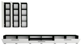 Living haaus Haga V7, Alb Lucios/Negru, MDF, L 360 cm