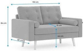 Canapea gri 2 locuri MANDI VELVET
