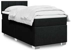 vidaXL Pat box spring cu saltea, negru, 100x200 cm, textil