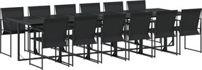 vidaXL Set mobilier de grădină, 13 piese, negru, textilenă