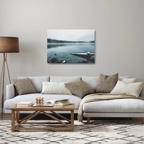 Tablou pe sticlă - lacul nordic înghețat (70x50 cm)