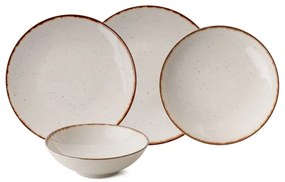 Set de veselă, 24 piese, porțelan, bej/maro