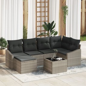 vidaXL Set de canapele pentru grădină 7 pcs Gri deschis Rattan poli