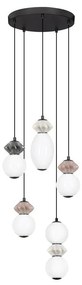 Lustra LED suspendata decorativa ceramica mocha, gri, alb, PALLINA 5L