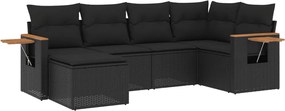 vidaXL Set mobilier de grădină cu perne, 6 piese, negru, poliratan