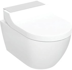 Set vas WC rimless cu functie de bideu si capac soft close, ornament otel inoxidabil lustruit, Geberit AquaClean Tuma Comfort