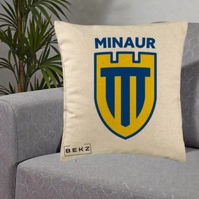 Perna Personalizata Minaur Baia Mare Fotbal, 40x40 cm, Bej, Husa Detasabila, Perna Inclusa, BEKZ®