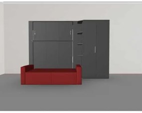 Set pat rabatabil dublu (150X200), canapea 2 locuri, 1 dulap (100 cm) si 1 mini biblioteca 24 cm - NOVA Wardrobe&amp;Fancy Sofa Set