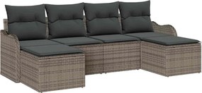 vidaXL Set de canapele pentru grădină 6 pcs Gri poliratan