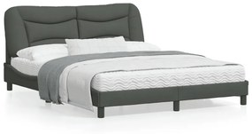 3207780 vidaXL Cadru de pat cu tăblie, gri închis, 160x200 cm, textil