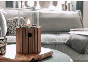 Lampă cu gaz cu suport din lemn de tec Cosi Scoop Timber, înălțime 30 cm